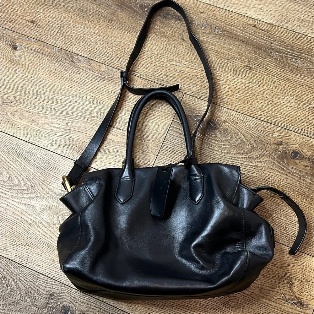 J. Crew The Harper Satchel in Black Leather